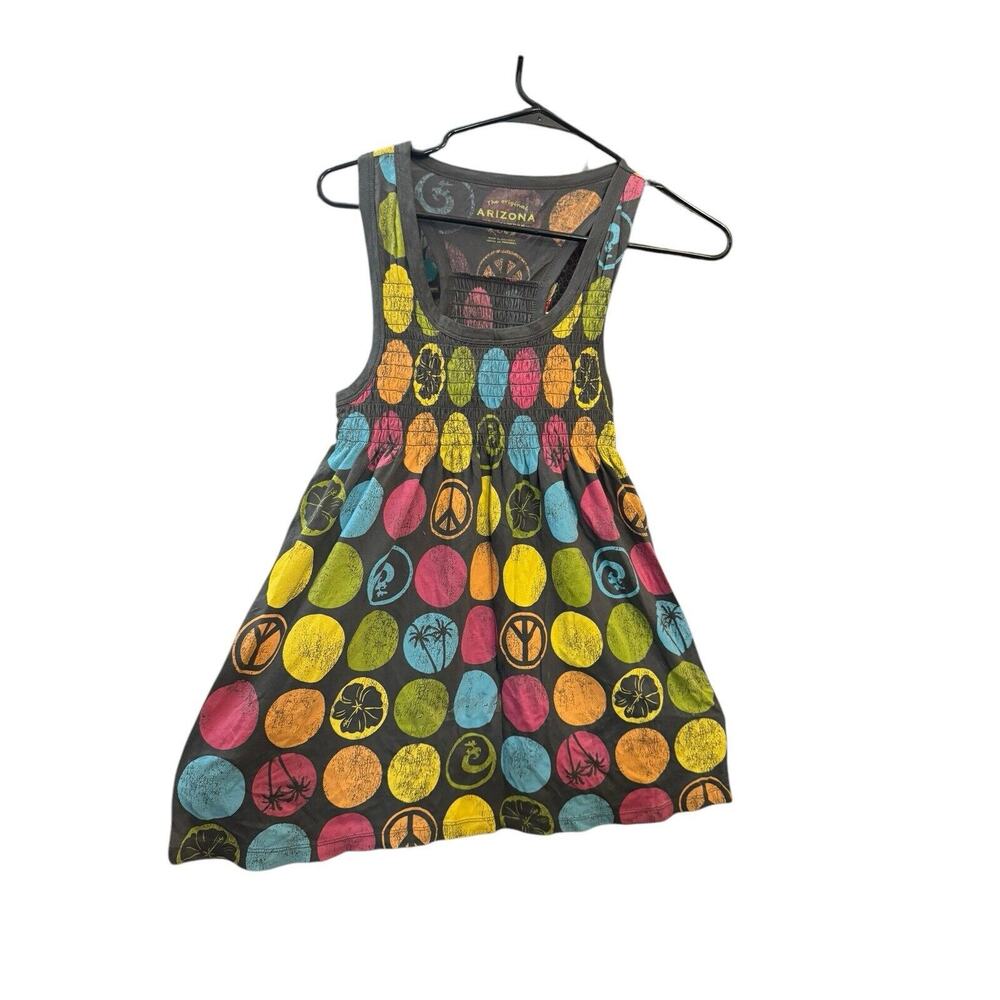 Arizona Jeans Company Juniors Sleeveless Multicolor Polka Dots Dress Large Y2K